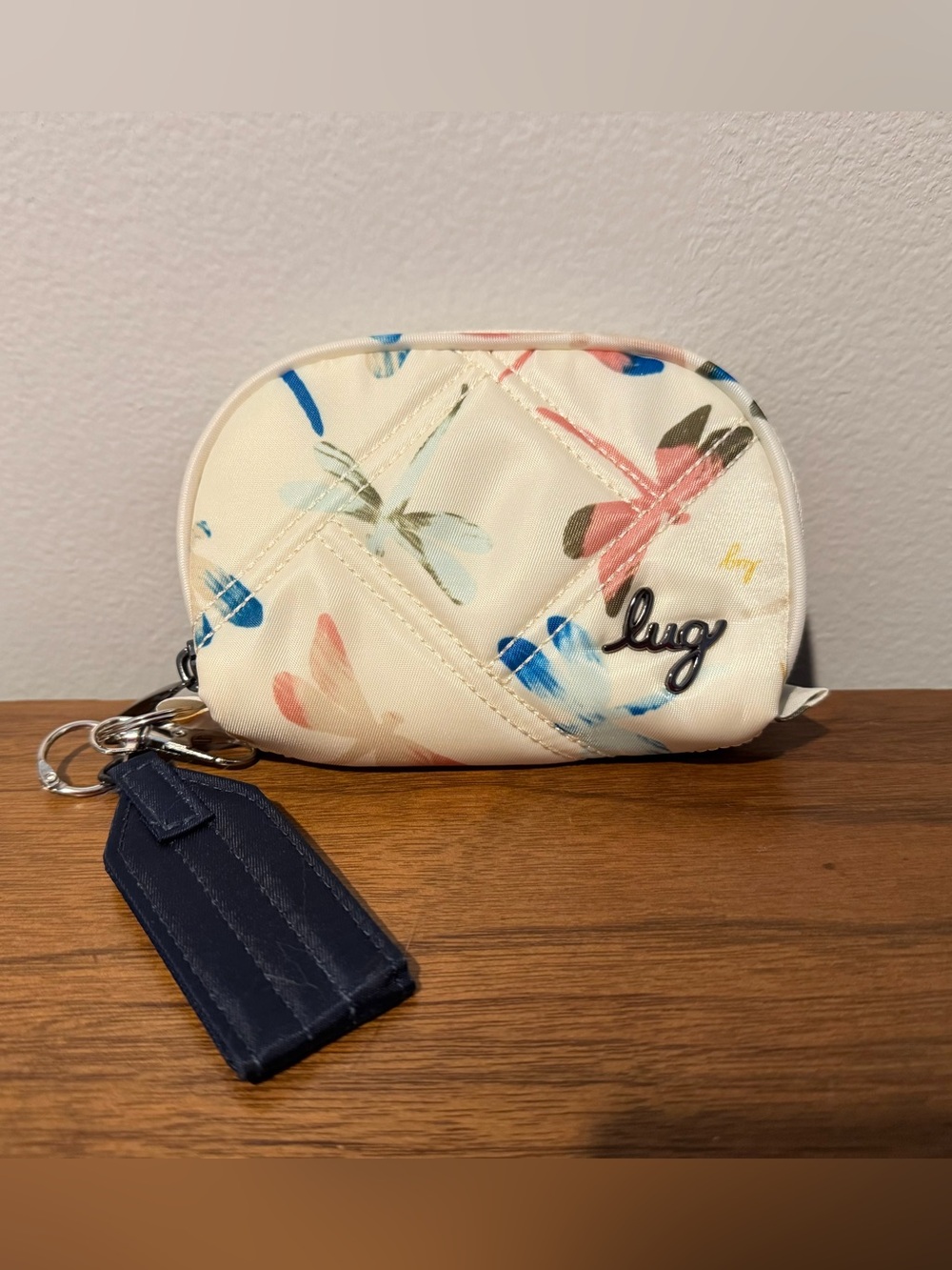 Lug Stash Zip Classic VL RFID Pouch Dragonfly Multi with Navy Zipper Pull NWOT